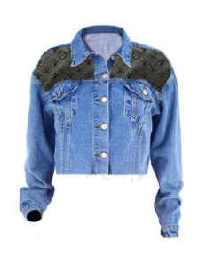 LV Black Denim Jacket Front Style