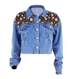 LV Floral Denim Jacket Front Style