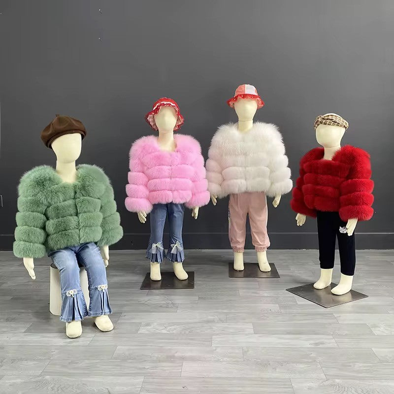 Unisex Kids Fox Fur Coat