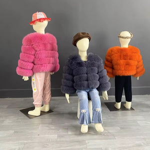 Unisex Kids Fox Fur Coat