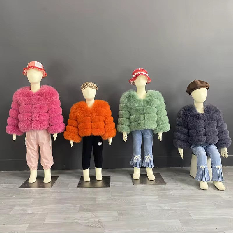 Unisex Kids Fox Fur Coat